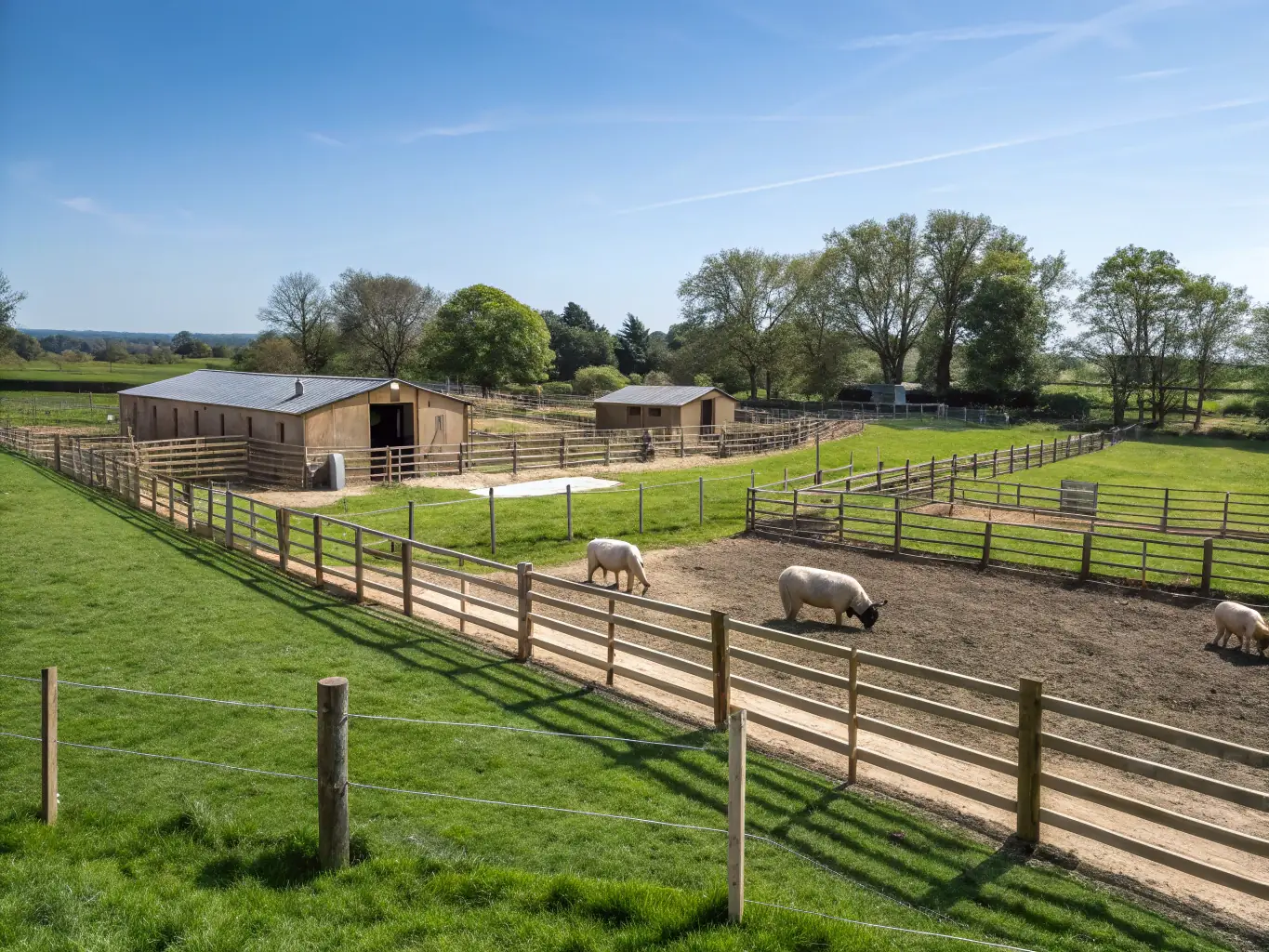A farm scene showing healthy livestock including goats, sheep, and pigs in a well-maintained environment, illustrating EHIMHANRE ROLEX AGRICULTURE NIG LIMITED's livestock rearing practices.